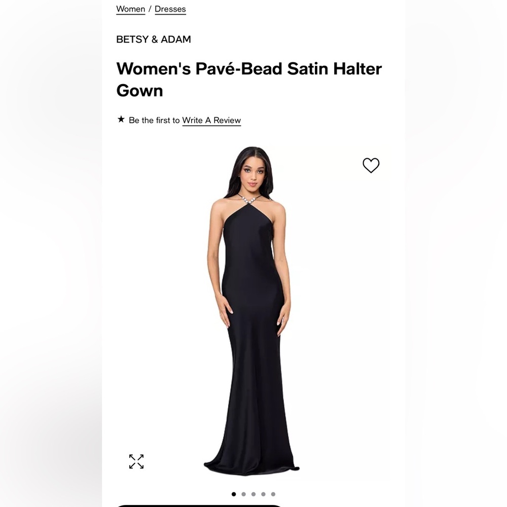 Women's Pavé-Bead Satin Halter Gown